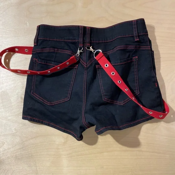 Hot Topic Black Shorts with Red Suspenders 7 (NP) - Picture 10 of 10